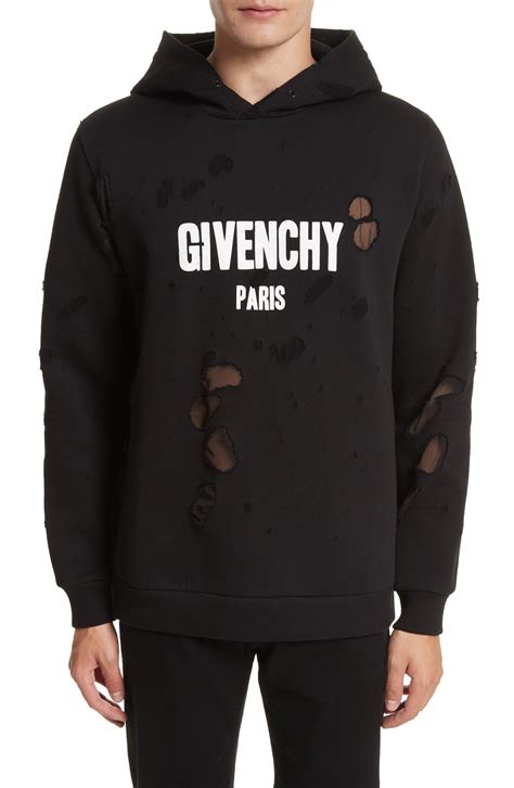 givenchy blue distressed hoodie|Givenchy distressed graphic print hoodie.